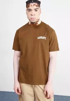 Футболка с принтом University Script Carhartt WIP, цвет lumber/white
