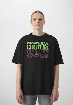 Футболка с принтом UPSIDEDOWN Versace Jeans Couture, черный