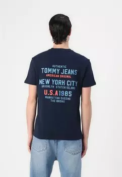 Футболка с принтом USA SCRIPT TEE Tommy Jeans, темно-синий