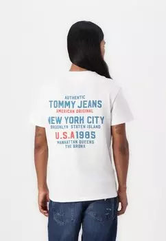 Футболка с принтом USA SCRIPT TEE Tommy Jeans, кремовый