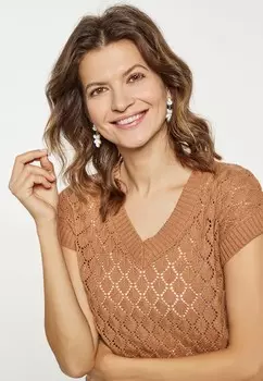 Футболка с принтом usha, коричневый