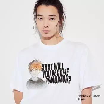 Футболка с принтом UT Haikyu!! UNIQLO, белый