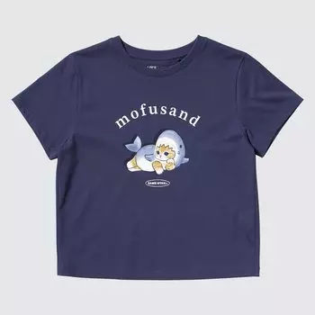 Футболка с принтом UT mofusand UNIQLO, темно-синий