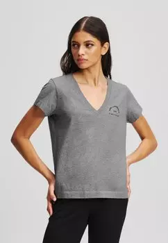 Футболка с принтом V NECK KARL LAGERFELD, серый