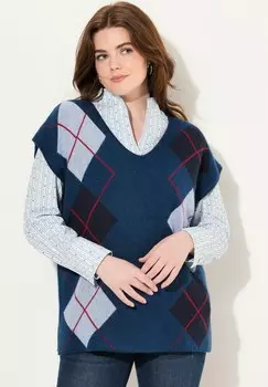 Футболка с принтом V-NECK Ulla Popken, синий
