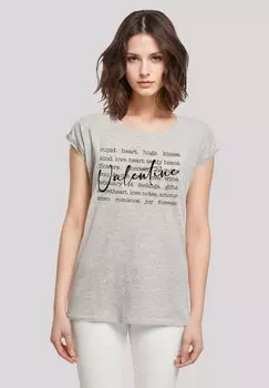 Футболка с принтом VALENTINE HERZ HUGS KISSES LOVE FLOWERS F4NT4STIC, серый