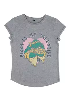 Футболка с принтом VALENTINE'S DAY TEENAGE MUTANT NINJA TURTLES PIZZA AND ME Henry Tiger, цвет Mottled Light Grey