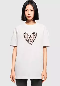 Футболка с принтом VALENTINES DAY LEOPARD HEART Merchcode, кремовый