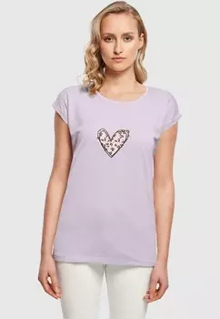 Футболка с принтом VALENTINES DAY-LEOPARD HEART EXTENDED Merchcode, сиреневый
