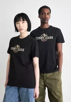Футболка с принтом VARSITY NOVELTY TEE UNISEX Tommy Jeans, черный