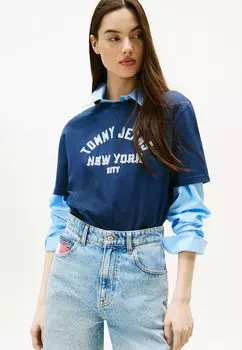 Футболка с принтом VARSITY RELAXED Tommy Jeans, темно-синий