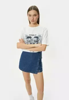 Футболка с принтом VARSITY SHORT SLEEVE CREW NECK Koton, бежевый
