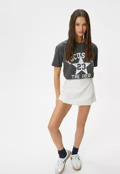 Футболка с принтом VARSITY SHORT SLEEVE CREW NECK Koton, серый