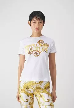 Футболка с принтом Versace Jeans Couture WATERCOLOR LOGO, белый/золотой