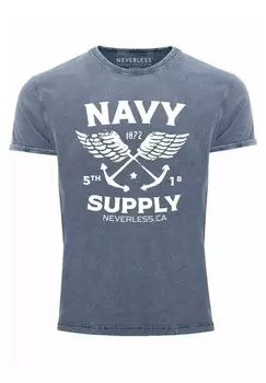 Футболка с принтом VINTAGE ANKER NAVY SU Neverless, синий