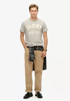 Футболка с принтом VINTAGE ATHLETIC SHORT SLEEVE Superdry, светло-серый