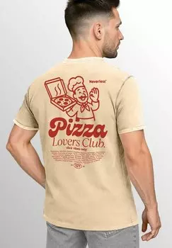 Футболка с принтом VINTAGE BACK PIZZA GRAFIK Neverless, бежевый