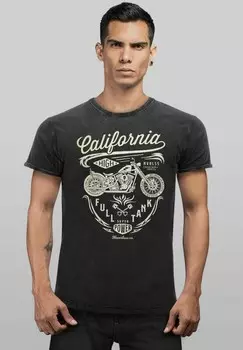 Футболка с принтом VINTAGE BIKER MOTORRAD SCHRIFTZUG CALIFORNIA FULL Neverless, черный