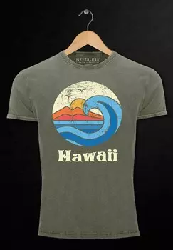 Футболка с принтом VINTAGE CALIFORNIA WELLE WAVE SURFER STYLE VINTAGE Neverless, оливковый