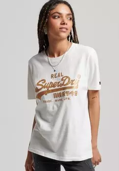 футболка с принтом VINTAGE EMBELLISHED LOGO Superdry, Desert Bone Off White