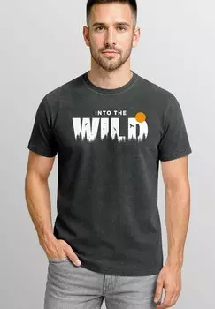 Футболка с принтом VINTAGE INTO THE WILD GRAFIK Neverless, антрацит