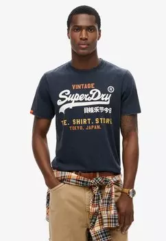 Футболка с принтом VINTAGE LOGO CALI Superdry, темно-синий