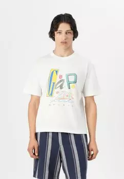 Футболка с принтом VINTAGE LOGO CROPPED GAP, кремовый