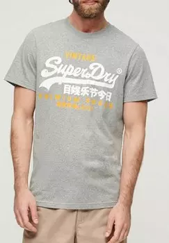 Футболка с принтом VINTAGE LOGO DUO Superdry, светло-серый