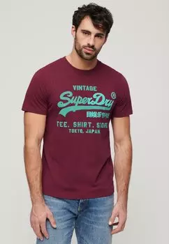 Футболка с принтом VINTAGE LOGO Superdry, цвет rich berry purple