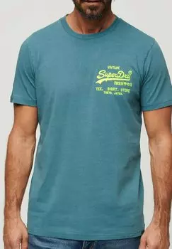 Футболка с принтом VINTAGE LOGO Superdry, цвет hydro blue