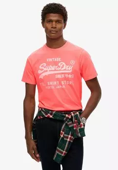 Футболка с принтом VINTAGE LOGO Superdry, коралловый