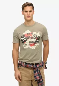 Футболка с принтом VINTAGE LOGO TOKYO Superdry, хаки