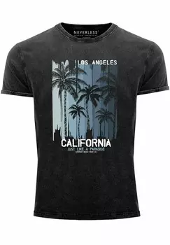 Футболка с принтом VINTAGE LOS ANGELES CALIFORNIA USA SOMMER Neverless, черный