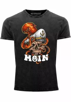 Футболка с принтом VINTAGE MOIN TOTENKOPF KPTN KAPITN OCTOPUS Neverless, черный