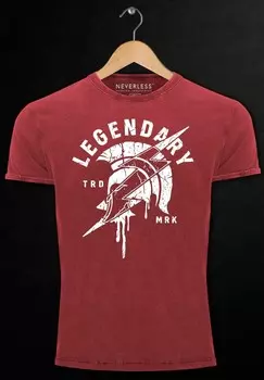 Футболка с принтом VINTAGE SPARTA SCHRIFT LEGENDARY SPARTAN HELMET LIG Neverless, красный
