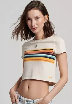 Футболка с принтом VINTAGE STRIPE CROP Superdry, пятнистый оранжевый