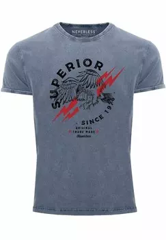 Футболка с принтом VINTAGE SUPERIOR EAGL Neverless, синий