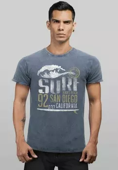 Футболка с принтом VINTAGE SURF CALIFORNIA SAN DIEGO Neverless, синий