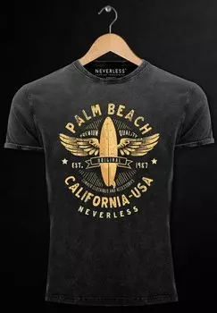 Футболка с принтом VINTAGE SURFING MOTIV Neverless, черный