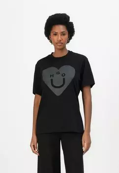 Футболка с принтом VINTAGE TEE HUGO, черный
