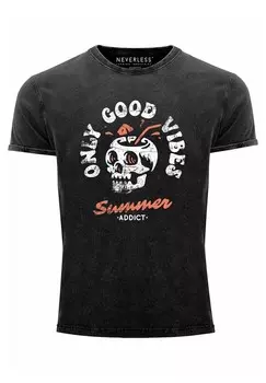 Футболка с принтом VINTAGE TOTENKOPF SCHRIFT ONLY SKULL SUM Neverless, черный