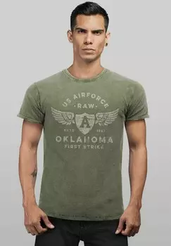 Футболка с принтом VINTAGE US AIRFORCE OKLAHOMA AVIATOR USED LOO Neverless, оливковый