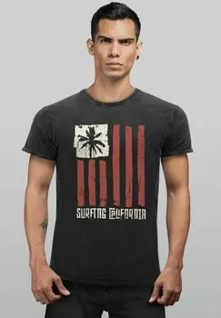 Футболка с принтом VINTAGE USA SURFING CALIFORNIA FLAGGE SURF DESIGN R Neverless, черный