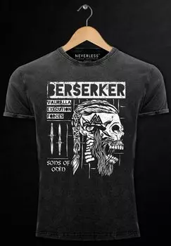 Футболка с принтом VINTAGE VALHALLA BERSERKER RAGNAR LODBROK SONS OF O Neverless, черный