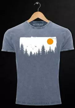 Футболка с принтом VINTAGE WALD BUME OUTDOOR ADVENTURE ABENTEUER NATUR-LIEBHABER FASHION STREETSTYLE Neverless, синий
