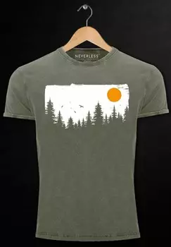 Футболка с принтом VINTAGE WALD BUME OUTDOOR ADVENTURE ABENTEUER NATUR-LIEBHABER FASHION STREETSTYLE Neverless, оливковый
