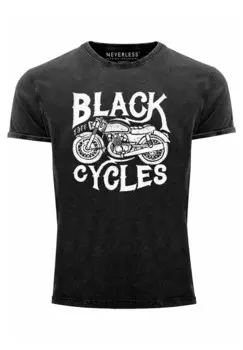 Футболка с принтом VINTAGE WASHED MOTORRAD BIKER RETRO NEVE Neverless, черный
