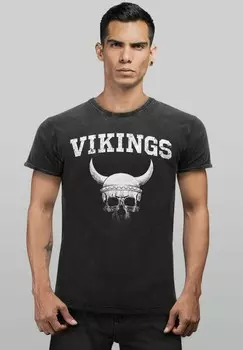 Футболка с принтом VINTAGE WIKINGER-HELM SKULL TOTENKOPF Neverless, черный