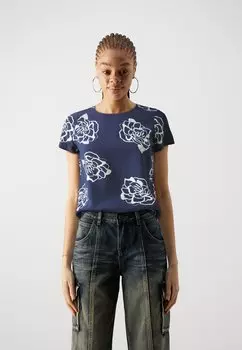 Футболка с принтом Vmeasy Vero Moda, темно-синяя