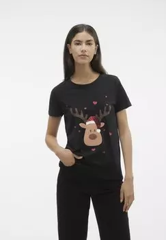 Футболка с принтом VMFRANCIS Vero Moda, черный